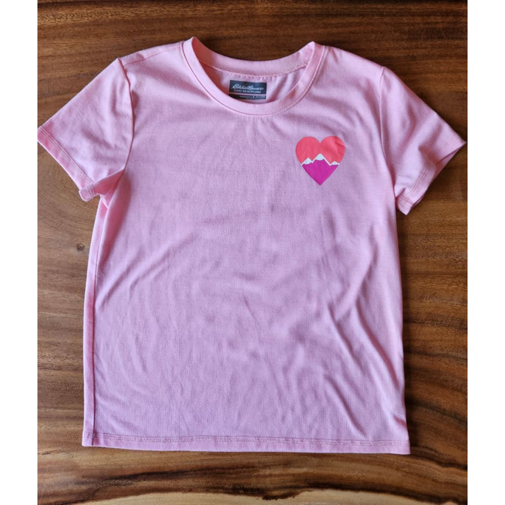 Girls' Eddie Bauer Pink Magenta Coral Heart Mountain Pajama Top XL (14/16)